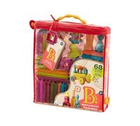 B Toys - Bloques de cerdas Stackadoos - 68 bloques de juguetes en una bolsa de almacenamiento - Sin BPA STEM juguetes bloques de construcción para niños 2 años + , color/modelo surtido