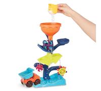 B. toys Búho sobre cascadas, Rueda de Agua para baño y Playa | Juego de 3 piezas con torre de agua, mini volquete y taza de búho; para bañera, piscina y playa; 18 meses y +