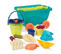 B. Toys - Carrito y Juguetes de Playa - 10 Piezas para la Arena - Juego de Verano para Niños - 18 Meses + - Wavy-Wagon - Azul