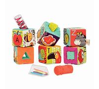 B. toys - Fiesta del Bloque ABC - Bloques alfabéticos Blandos - 6 Bloques de construcción y 5 Plantillas para bebés - Letras y Animales - Juguete sensorial y Educativo para bebés - 6 Meses +