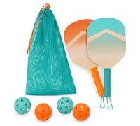 B. Toys - Juego de Pickleball para ni os - Juego de paletas de madera - 2 paletas y 4 pelotas - Bolsa de almacenamiento con cord n - A partir de