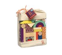B. toys - Juguete de madera U Build It - Bloques de madera - 40 elementos básicos - Colores y formas - Juego para niños pequeños - 18 meses+