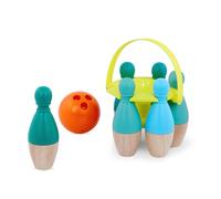 B. toys Kids 6 Pin Ball - Wooden Pins & Carry Caddy - Family Activities & Games - 2 Years + - Bowling Set, Multicolor (Maison Battat Inc. BX2345Z)