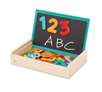 B. toys - Letter & Number Magnets (63pc) - Uppercase & Lowercase Alphabet Magnets - Wooden Storage Box with Lid - Magnetic Chalkboard Lid - 3 Years + - Marvelous Magnets