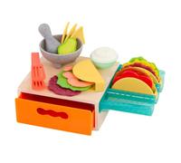 B. toys Mini Chef - Juego de Tacos con Accesorios y Caja | Set de 22 con rellenos, mortero, maja, soporte para tacos y caja con cajón; juego de imitación de cocina; 3 años y +