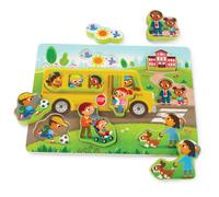 B. Toys- Peek & Explore - School Buschunky Puzzle - Rompecabezas para nios pequeos - Puzzle de autobuses escolares - Estudiantes de autobuses escol
