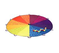 B. toys Play Arco Iris paracaídas con 15 Bolas de Colores - Tienda de Viento con 12 Asas - Juegos al Aire Libre para niños - 3 años + - Woo-Hue Parachute, Multicolor, Medium (Battat BX1590Z)