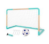 B. toys - Red y balón de fútbol para niños - Red para niños con marco de madera - Montaje con un solo clic y estacas de tierra - Mini balón hinchable y bomba - 3 años +