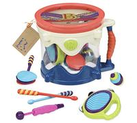 B. toys - Batería portátil - Instrumentos Musicales para niños - Juguetes de percusión para niños pequeños - Pandereta, Castañuelas, Silbato - 18 Meses + - Drumroll, Please!
