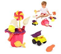 B. toys - Juguetes para la arena - 9 Juguetes de playa - Juego de Playa - Cubeta, Pala, Camión, Moldes - 18 meses + - Sands Ahoy! - Rojo