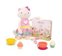 B. Toys - Tippy Toes - Juego del Gato Cali - Juego Tea Party - Gato de Peluche - Libro de cartón - Vasos y Comida para Jugar - 2 años +