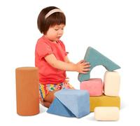 B. toys - Tumble-y Towers, Bloques sensoriales de Espuma táctiles | Set de 8 bloques geométricos suaves para apilar, apretar y explorar tejidos texturizados, 6 meses y +