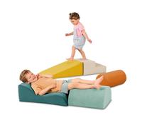 B. toys - WonderShapes - Formas de espuma sensoriales - Juego de construcción de espuma de 5 piezas - Cilindro, Rampa, Escalera, Rampa ondulada, Medio cilindro - 12 Meses +