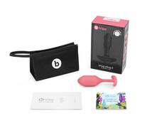 b-Vibe - The Snug Plug 2 - Coral - Enchufe anal de 114 gramos que cuenta con una base acampanada y bolas pesadas