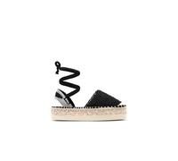 B&W Break&Walk Alpargatas Crochet Negro B&W - Sandalias Verano de Yute con cuña para Mujer y niña (Negro/Talla 33)
