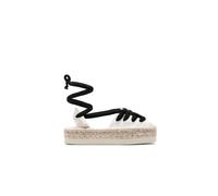 B&W Break&Walk Alpargatas Tiras Blanco Roto B&W - Sandalias Verano de Yute con cuña para Mujer y niña (Blanco/Talla 33)
