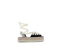 B&W Break&Walk Alpargatas Tiras Negro B&W - Sandalias Verano de Yute con cuña para Mujer y niña (Negro/Talla 36)