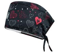B-well Adelina Gorro Quirofano Enfermera Gorros Quirofano Mujer en Apuros Accesorio para Personal Médico Rojo corazón Talla única