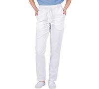 B-well ALESSI Unisex Pantalón Sanitario Pantalones Sanitarios Mujer Hombre Cintura Elástica 3 Bolsillos Blanco XL