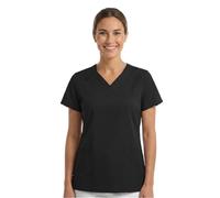 B-well ANGELICA Casaca de enfermería para mujer, túnica médica con cuello en V, bolsillos funcionales, transpirable y fácil de limpiar, ropa de trabajo para clínica y práctica, Negro , M