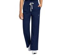 B-well Aurelia - Pantalones médicos rectos, antimicrobianos, antiolores, antiarrugas, 6 bolsillos y cintura ajustable, azul oscuro, XS