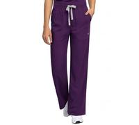 B-well Aurelia - Pantalones médicos rectos, antimicrobianos, antiolores, antiarrugas, 6 bolsillos y cintura ajustable, morado, S