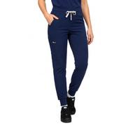 B-well Aurelia Pantalones Médicos Tipo Jogger para Mujer, Antimicrobianos, Antiolores, Antiarrugas, con 6 Bolsillos Y Cintura Ajustable, Azul Marino, XS