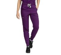 B-well Aurelia Pantalones Médicos Tipo Jogger para Mujer, Antimicrobianos, Antiolores, Antiarrugas, con 6 Bolsillos Y Cintura Ajustable, Berenjena, S