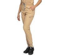 B-well Aurelia Pantalones Médicos Tipo Jogger para Mujer, Antimicrobianos, Antiolores, Antiarrugas, con 6 Bolsillos Y Cintura Ajustable, marrón (Latte), XXL