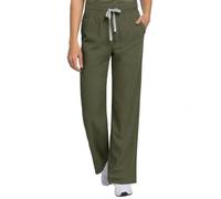 B-well Aurelia Straight Pantalón Médico - Antimicrobiano, antiolor, antiarrugas - 6 bolsillos y cintura ajustable, verde oliva, S