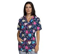 B-well Bambina Casaca para mujer, manga corta, cuello en V, diseño de enfermería, Amor., S