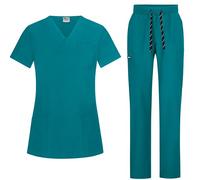 B-well Bella Uniformes Sanitarios | Casaca y Pantalón | Pijama Mujer | Uniforme Enfermera, Caribe, XXXL