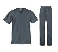 B-well Cesare - Juego de ropa de enfermería unisex + chaqueta y pantalón, uniformes médicos, gris, XS