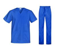 B-well Cesare - Juego de ropa de enfermería unisex + pantalón, uniformes médicos, chaqueta con pantalón, ropa médica, azul cobalto, XXL