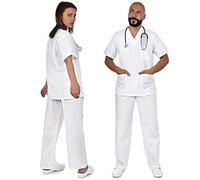 B-well Colombo - Juego de escoba unisex con saco y pantalones médicos, chaqueta y pantalón blanco XXL