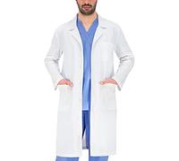 B-well Hombre Bata Medico Bata de Laboratorio Fabio con Mangas Largas y 3 Bolsillos 40
