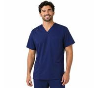 B-well Hombre Casaca Sanitaria Manga Corta Cuello en V Azul S