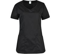 B-well Ines Casaca Elástica Señora Uniforme Estética Casacas Sanitarias Mujer Manga Corta Cuello V Uniformes Sanitarios Mujereterinarios Negro XS