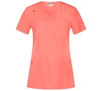 B-well Justina Casacas Sanitarias Mujer Manga Corta y Cuello en V para | Antiarrugas con Elastano | Coral, XXL