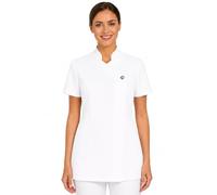 B-well MARCELLA - Casaca para mujer, elegante ropa de cuidado con cremallera y aberturas laterales, transpirable y fácil de limpiar para clínicas y prácticas, Blanco, XS