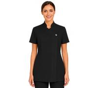 B-well MARCELLA - Casaca para mujer, elegante ropa de cuidado con cremallera y aberturas laterales, transpirable y fácil de limpiar para clínicas y prácticas, Negro , M