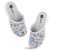 B-well Zuecos Sanitarios Aéreos para Mujer/Hombre, Chanclas Sanitarias, Zapatos Antibacterianos de Hospital, Tallas 35-46, Floral Symphony, 41 EU