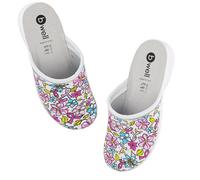 B-well Zuecos Sanitarios para Mujer y Hombre, Chanclas Sanitarias, Zapatos Antibacterianos de Hospital, Rainbow Garden, Tallas 35-46, 41 EU