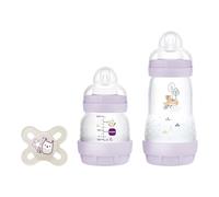 B09ZLNXZ8Q MAM, Set de Recién Nacido, Set Regalo. Incluye: 1 Biberón Anticólico de 130ml, 1 Biberón Anticólico de 260ml, 1 Chupete Original Start, a partir de 0 meses, Lila