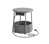 B0CN9F3J31 Mesa Auxiliar con Tomas de Corriente Gris Paloma y Gris Pizarra