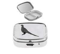 B16 faisán de pie acabado negro hecho de fino peltre inglés en un pastillero con espejo para 2 días