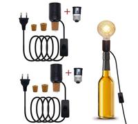 B22 Soporte para Lampara de Botella con Enchufe y Interruptor, E27 Adaptador Bottle Lamp Kit Con dos Adaptador Casquillo E27 a B22, Lámpara de Mesa de Botella para Varios Soportes de Botella