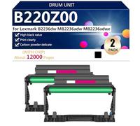 B220Z00 Unidad de Tambor de Alta Capacidad para Lexmark B2236dw MB2236adw MB2236adwe Impresoras (con Chip),Black-2 Pack