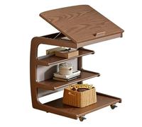 B3F7M4R9J2 Mesa Auxiliar Bedside Cabinet Storage Cabinets Flip Tables Sliding Book Shelf Decorative(Walnut)