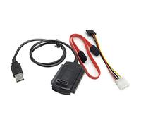 B45 USB 2.0 a IDE/SATA Adaptador 3 en 1 - Adaptador de disco duro para HDD de 2,5"/3,5" y SSD, incluye SATA 15 pines hembra y Molex de 4 pines, convertidor para transferencia de datos externos (fuente